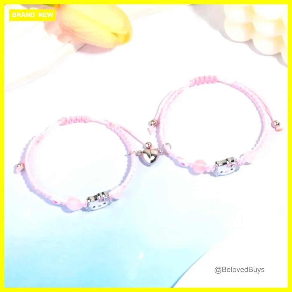 Adjustable Matching Bracelets Set with Charms, Valentine's Day Friendship Gift